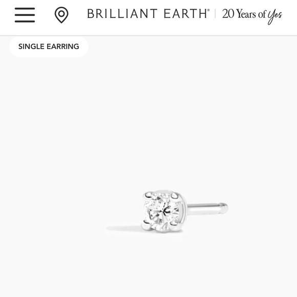 Brilliant Earth Diamond White Gold Stud Single Earring 14K Fine Jewelry NEW NWT - Picture 1 of 6